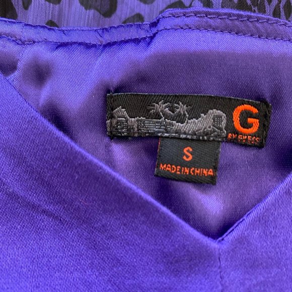 G by Guess Purple Bodice Animal Print Dress Small - Picture 5 of 7